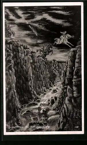 AK Bodetal i. Harz, Der Rosstrappen-Sprung, Die Rosstrappensage
