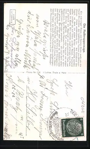 AK Bodetal i. Harz, Der Rosstrappen-Sprung, Die Rosstrappensage