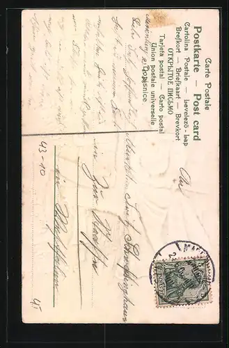 Präge-AK Liebespaar in prächtiger Kleidung