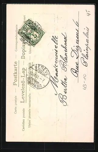 Präge-AK Liebespaar in eleganter Kleidung