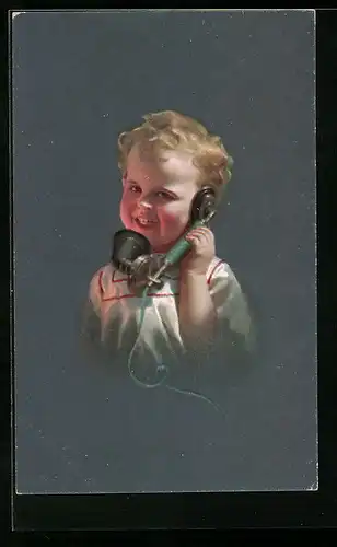 AK Kleiner Junge telefoniert