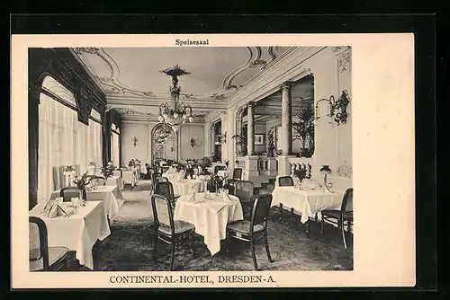 AK Dresden-A., Continental-Hotel, Speisesaal, Innenansicht