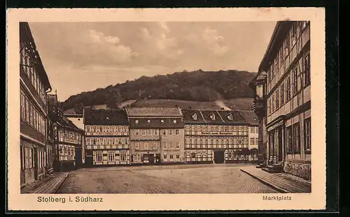 AK Stolberg /Harz, Marktplatz mit Hotel zum Ramler