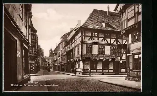 AK Göttingen, Barfüsser Strasse mit Gasthaus Junkernschänke