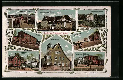 AK Köln-Wahn, Schiessplatz, Bahnhof, Postgebäude