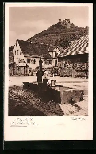 AK Bindersbach /Pfalz, Burg Trifels mit Brunnen