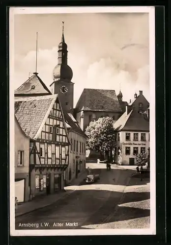 AK Arnsberg i. W., Alter Markt mit Gasthaus zur Krim