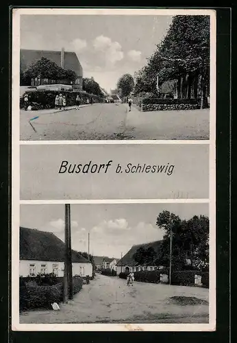 AK Busdorf b. Schleswig, Strassenpartie mit Kindern, Ortspartie