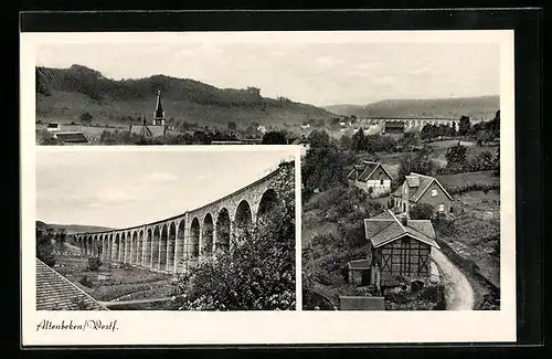 AK Altenbeken /Westf., Ortspartie mit Brücke