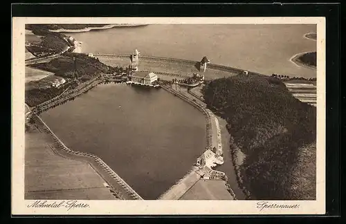 AK Möhnetal-Sperre, Sperrmauer aus der Vogelschau