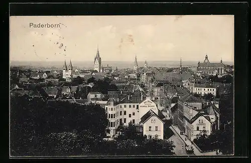 AK Paderborn, Teilansicht mi Cafe Palais von Heinrich Becker