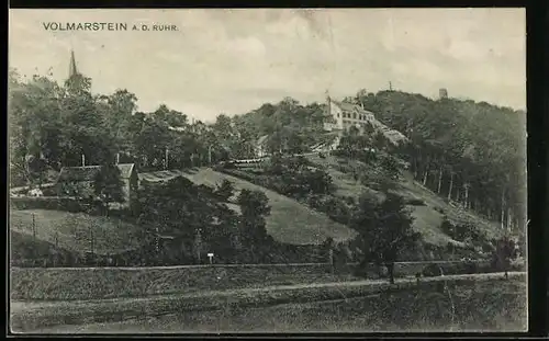 AK Volmarstein a. d. Ruhr, Ortspartie mit Bäumen, Gasthof Wehberg