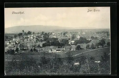 AK Clausthal /Harz, Teilansicht aus der Vogelschau