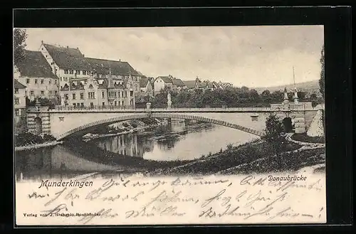 AK Munderkingen, Blick auf Donaubrücke