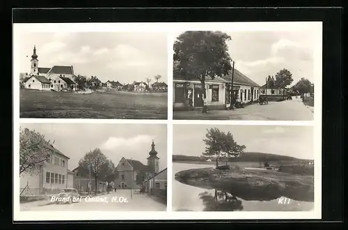 AK Brand bei Gmünd, Teilansicht mit Kirche, Strassenpartie