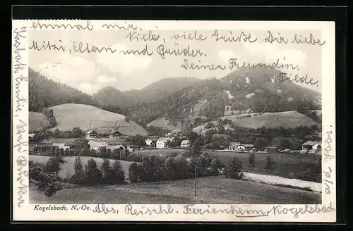 AK Kogelsbach, Ortsansicht mit Umgebung und Bergen