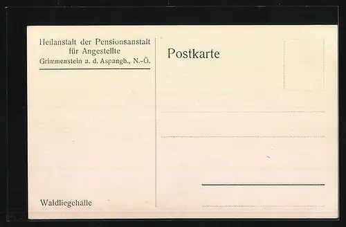 AK Grimmenstein /Aspangb., Heilanstalt der Pensionsanstalt für Angestellte, Waldliegehalle