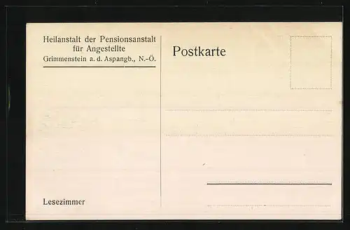 AK Grimmenstein /Aspangb., Heilanstalt der Pensionsanstalt für Angestellte, Lesezimmer