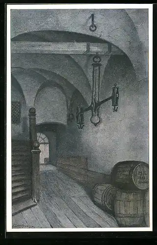 Künstler-AK Breslau, Haupteingang zu T. O. Schroeters Kaufhaus