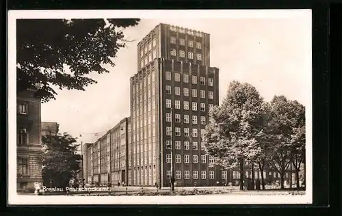 AK Breslau, Postscheckamt mit Strasse