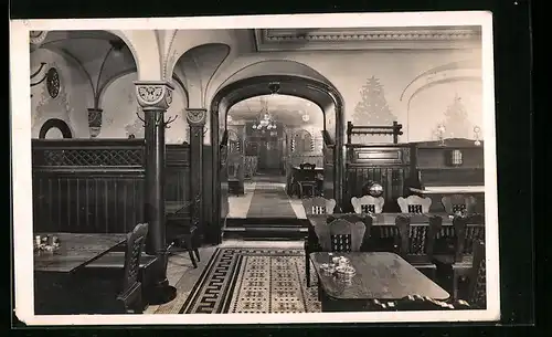 AK Budapest, Gasthaus Matthias Keller, Innenansicht