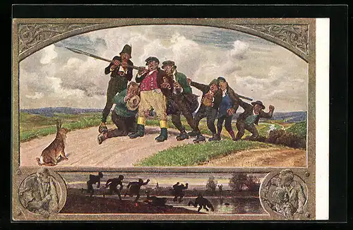 Künstler-AK Paul Hey: Märchen Die sieben Schwaben