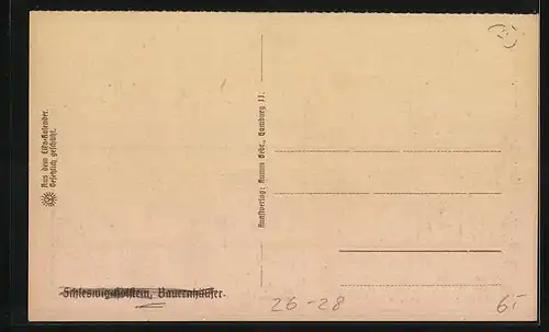 Steindruck-AK Schleswig-Holstein, Bauernhäuser