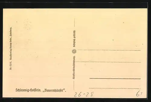 Steindruck-AK Schleswig-Holstein, Bauernhäuser, Pferdekutsche