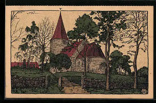 Steindruck-AK Schleswig-Holstein, Alte Kirche im 11. Jahrhundert