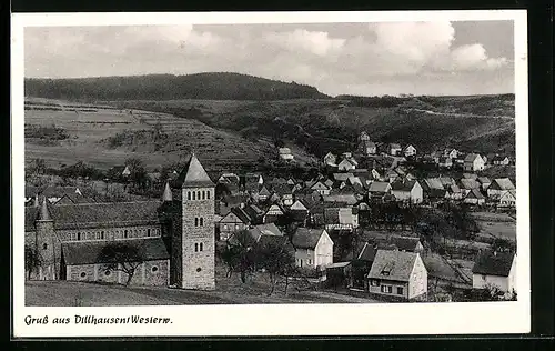 AK Dillhausen i. Westerw., an der Kirche, Blick auf die Stadt