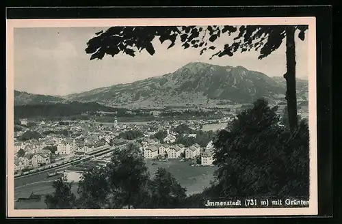 AK Immenstadt im bayr. Allgäu, Talblick mit der Stadt und Grünten