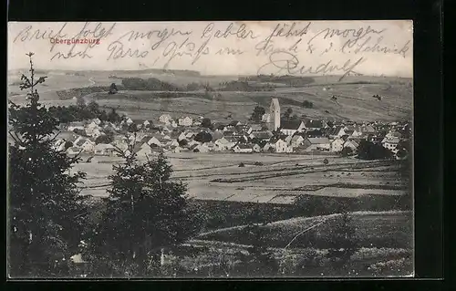 AK Obergünzburg, Generalansicht der Stadt vom Waldrand aus