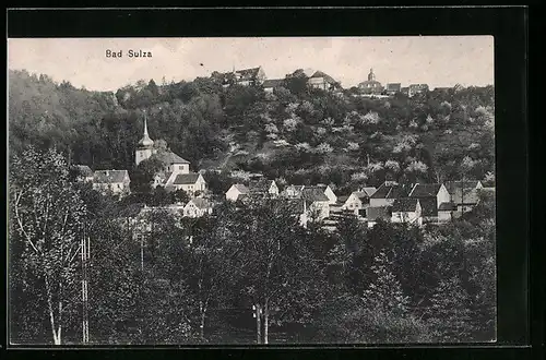 AK Bad Sulza, Generalansicht mit Blick hinauf zum Schloss