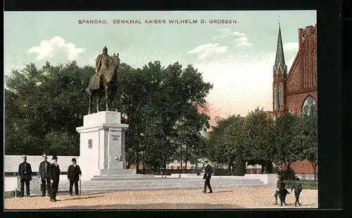AK Spandau, Blick auf das Denkmal Kaiser Wilhelm d. Grossen