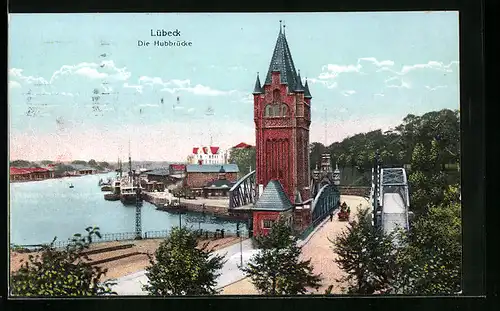 AK Lübeck, der Turm an der Hubbrücke