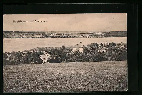 AK Breitbrunn am Ammersee, Landschaftspanorama mit der Kirche im Ort