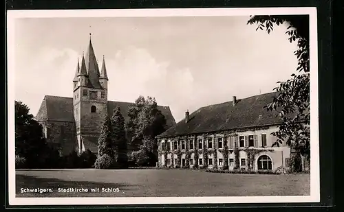 AK Schwaigern, Partie an der Stadtkirche und am Schloss