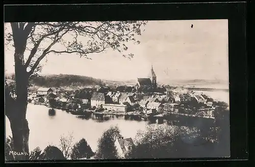 AK Mölln i. L., Generalansicht mit Blick auf die Kirche in der Ortsmitte