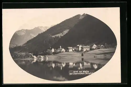 AK Bühl bei Immenstadt im Allgäu, Blick vom Alpsee auf die Siedlung unter dem Berg