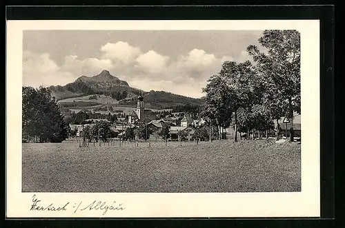 AK Wertach im Allgäu, Blick von den Wiesen auf die Kirche im Ort