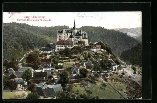 AK Lauenstein, Blick auf die Burg, die Fränkisch-Thüringische Grenzwarte