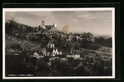 AK Rötteln, Ortsansicht mit Blick hinauf zum Röttler Schloss