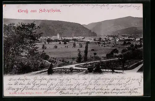 AK Schopfheim i. Baden, Landschaftspanorama mit der gesamten Ortschaft