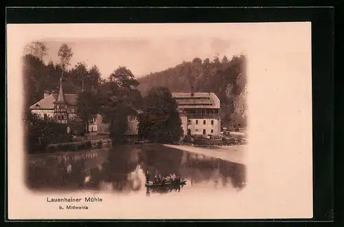 AK Mittweida, Ruderboot vor der Lauenhainer Mühle