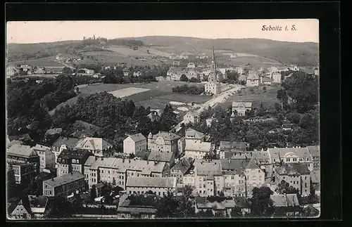 AK Sebnitz i. S., Blick auf die gesamte Ortschaft, Blick zur Kirche