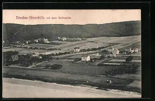 AK Diesbar-Nieschütz, Landschaftspanorama mit dem Golkwalde