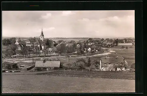 AK Putzkau, Ortstotale mit Blick auf die Kirche im Niederdorf
