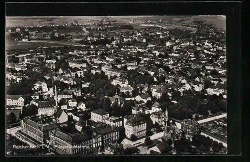 AK Reichenbach i. V., Fliegeraufnahme der gesamten Stadt