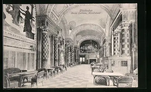 AK Wiesbaden, Neues Kurhaus, im Muschelsaal