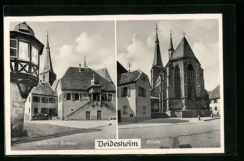 AK Deidesheim, Partie beim Rathaus, vor der Kirche